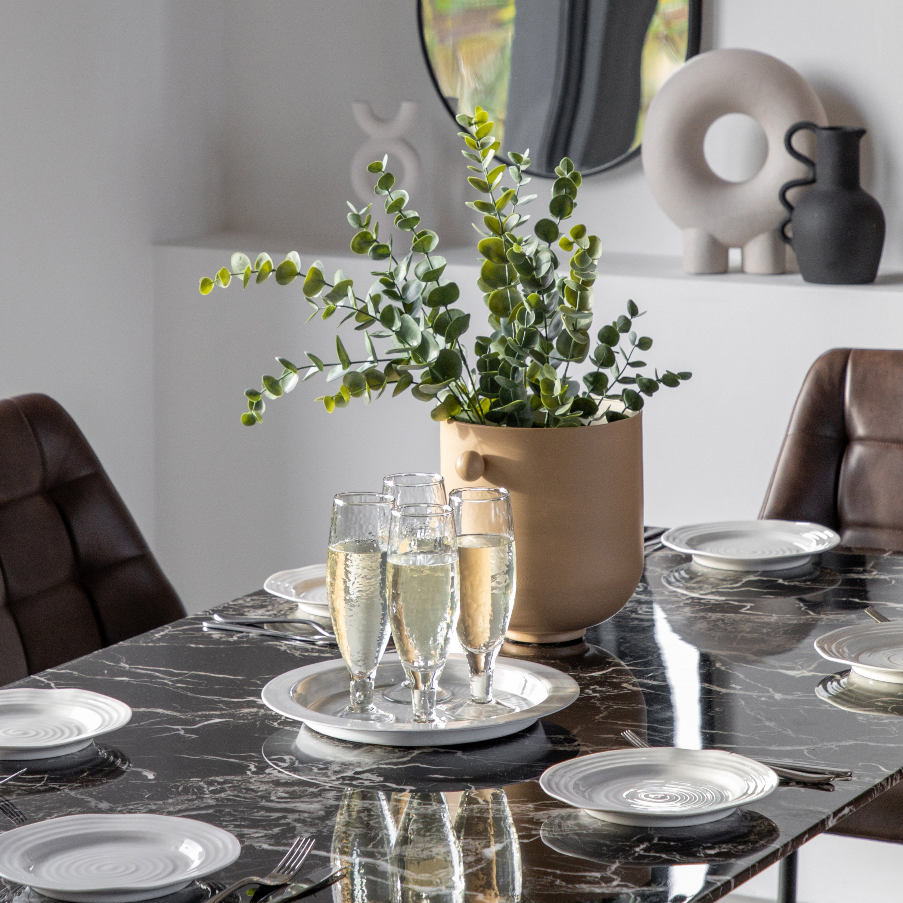 Ari Black Marble Rectangle Dining Table | 6 Seater